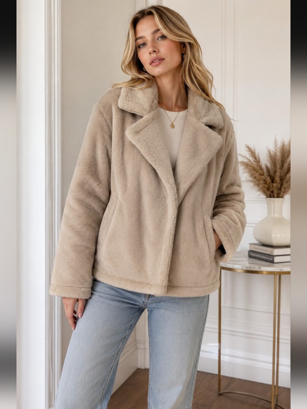 French Connection Faux Fur Coat Sz XL NWT
